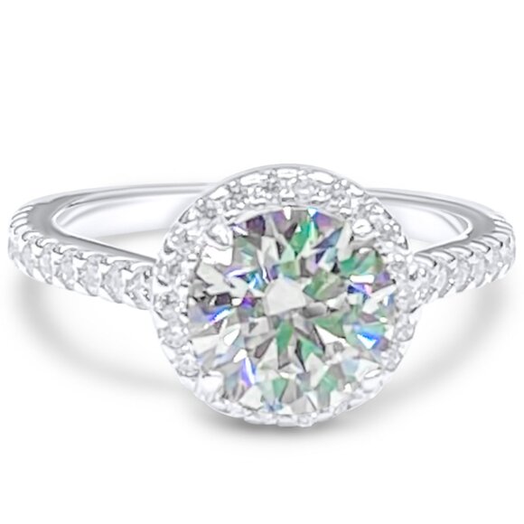 Certified 2ct. t.w. Moissanite Diamond Round Brilliant Cut Engagement Ring NEW - Picture 13 of 13